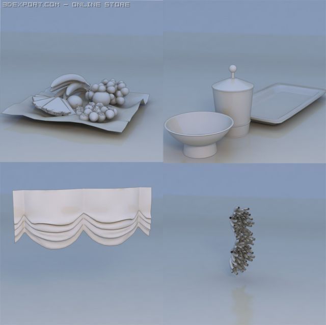 fruit curtain cup accessories Model 3D .c4d .max .obj .3ds .fbx .stl .blend 