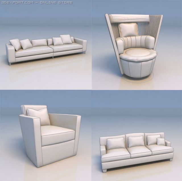 sofa chair couch lounge 3D Model .c4d .max .obj .3ds .fbx .stl .blend 