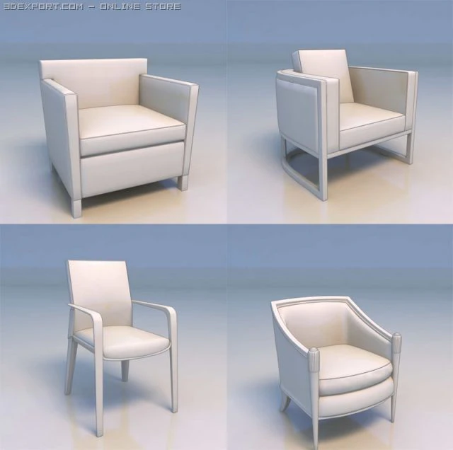 cadeira de sof&aacute; Modelo 3D .c4d .max .obj .3ds .fbx .stl .blend 