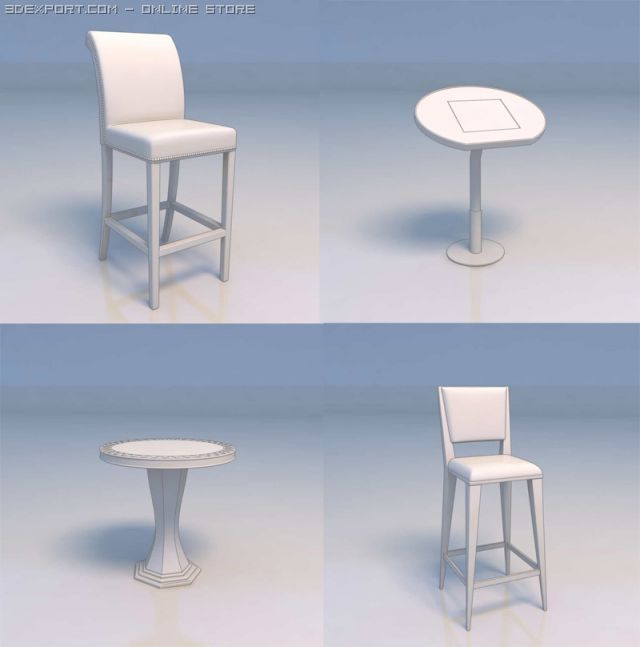 stool chair 3D Model .c4d .max .obj .3ds .fbx .stl .blend 