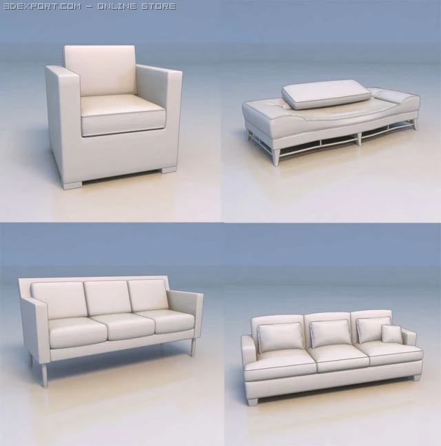 ソファー カウチ 3Dモデル .c4d .max .obj .3ds .fbx .stl .blend 