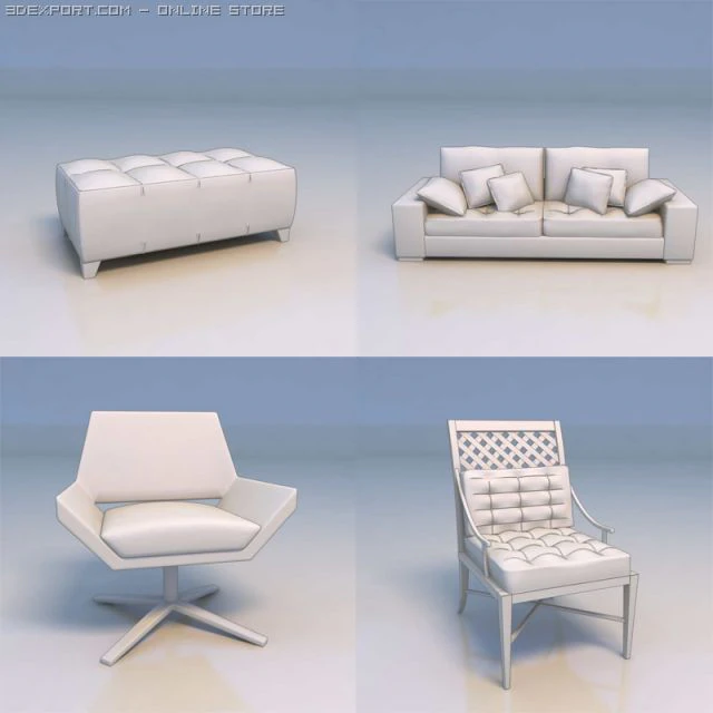 sofa chair couch 3D Model .c4d .max .obj .3ds .fbx .stl .blend 