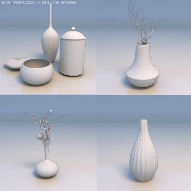 bottle china flowers accessories Model 3D .c4d .max .obj .3ds .fbx .stl .blend