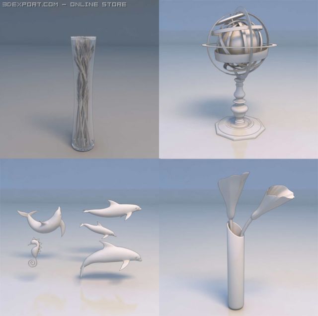 plant flowers accessories art piece 3D Model .c4d .max .obj .3ds .fbx .stl .blend