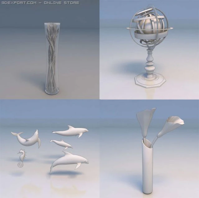 plant flowers accessories art piece 3D Model .c4d .max .obj .3ds .fbx .stl .blend