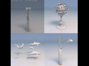 식물 꽃 액세서리 미술 조각 3D 모델