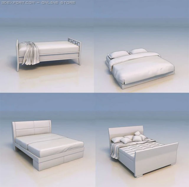 bed double bed 3D Model .c4d .max .obj .3ds .fbx .stl .blend