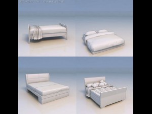 bed double bed Model 3D