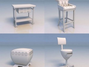 table desk couch chair Model 3D