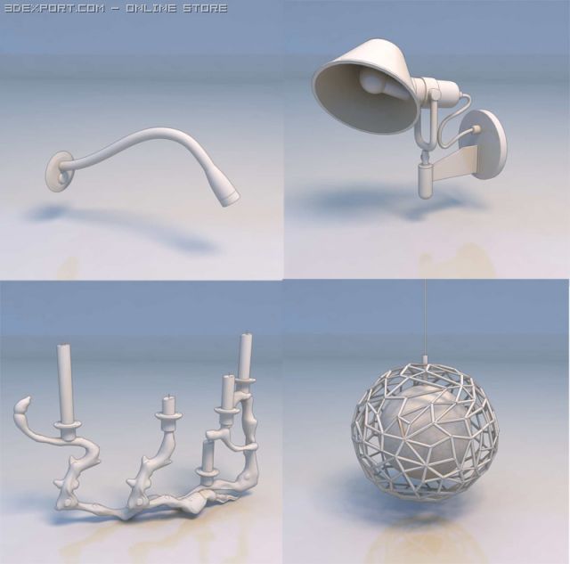 light pendant light wall lamp Model 3D .c4d .max .obj .3ds .fbx .stl .blend 