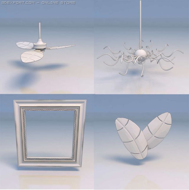 fans window frame pendant light 3D Модель .c4d .max .obj .3ds .fbx .stl .blend 