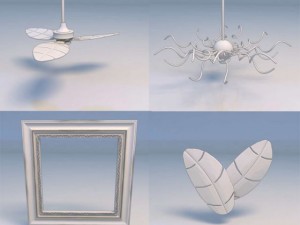 fans window frame pendant light Model 3D