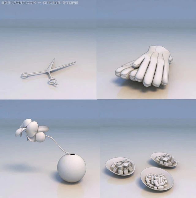 forfex flower dish food glove 3D Model .c4d .max .obj .3ds .fbx .stl .blend 