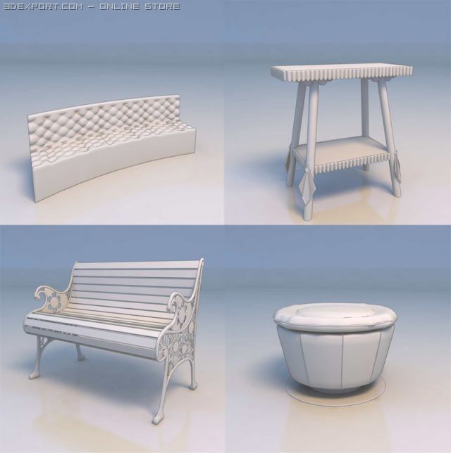 couch chair sofa desk 3D Модель .c4d .max .obj .3ds .fbx .stl .blend 