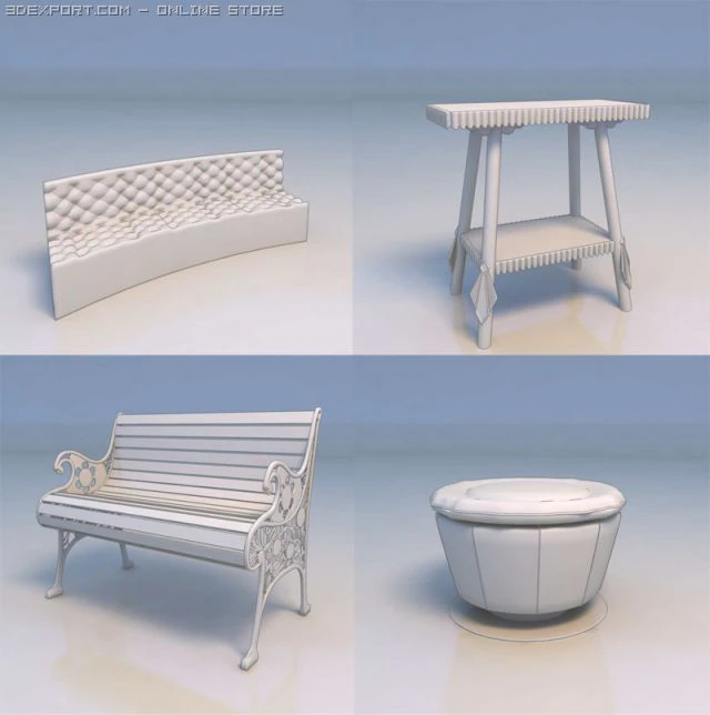 couch chair sofa desk 3D Model .c4d .max .obj .3ds .fbx .stl .blend 