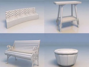 沙发 椅子 沙发 书桌 3D 模型