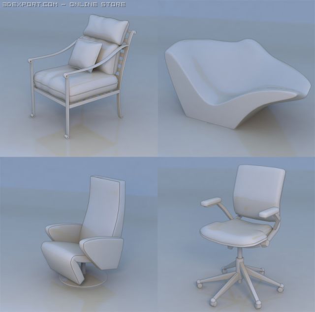 sofa chair couch 3D 模型 .c4d .max .obj .3ds .fbx .stl .blend 