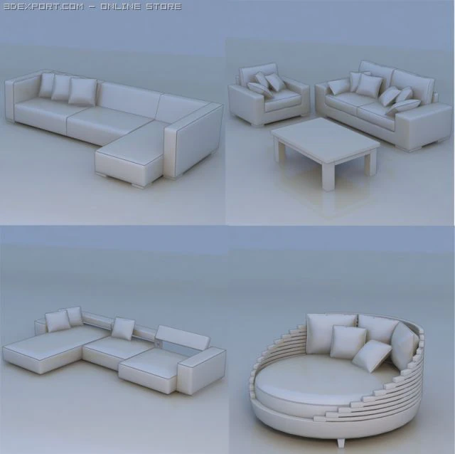 sofa lounge couch 3D Model .c4d .max .obj .3ds .fbx .stl .blend 