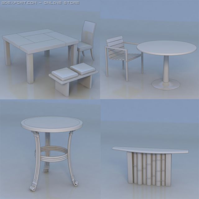table desk chair Modelo 3D .c4d .max .obj .3ds .fbx .stl .blend 