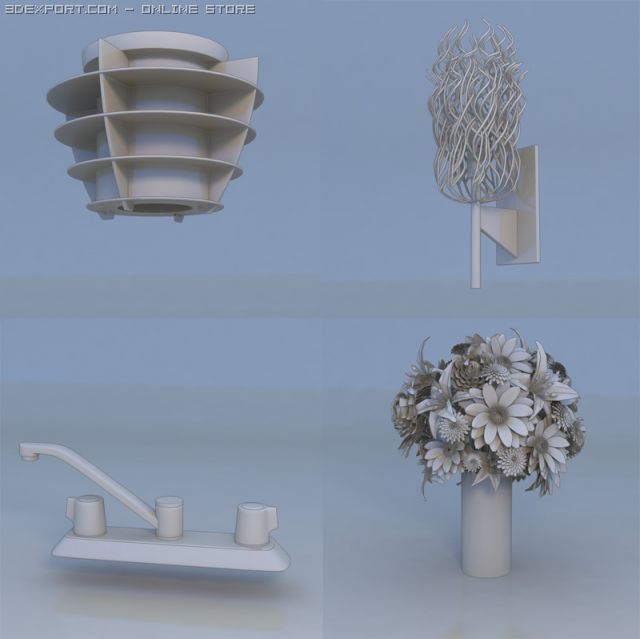 light faucet flower 3D 모델 .c4d .max .obj .3ds .fbx .stl .blend 
