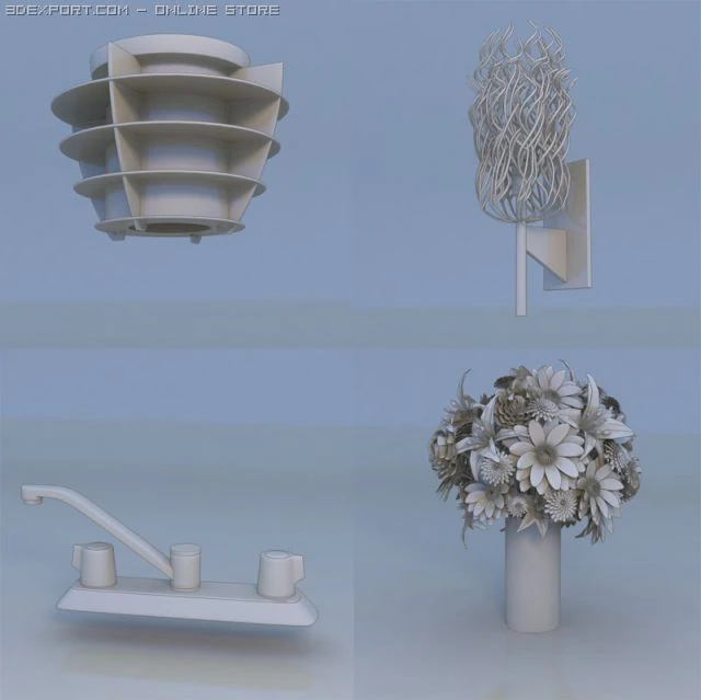 light faucet flower 3D Model .c4d .max .obj .3ds .fbx .stl .blend 