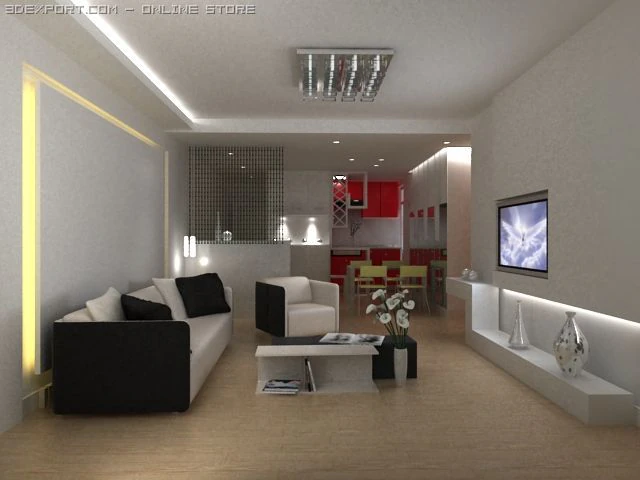 living room 0092 3D Model .c4d .max .obj .3ds .fbx .stl .blend 