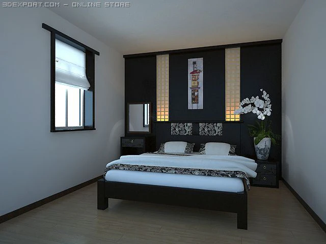bedroom 0053 3D Model .c4d .max .obj .3ds .fbx .stl .blend 
