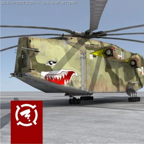 zigzain transport helicopter 3D Model .c4d .max .obj .3ds .fbx .stl .blend 