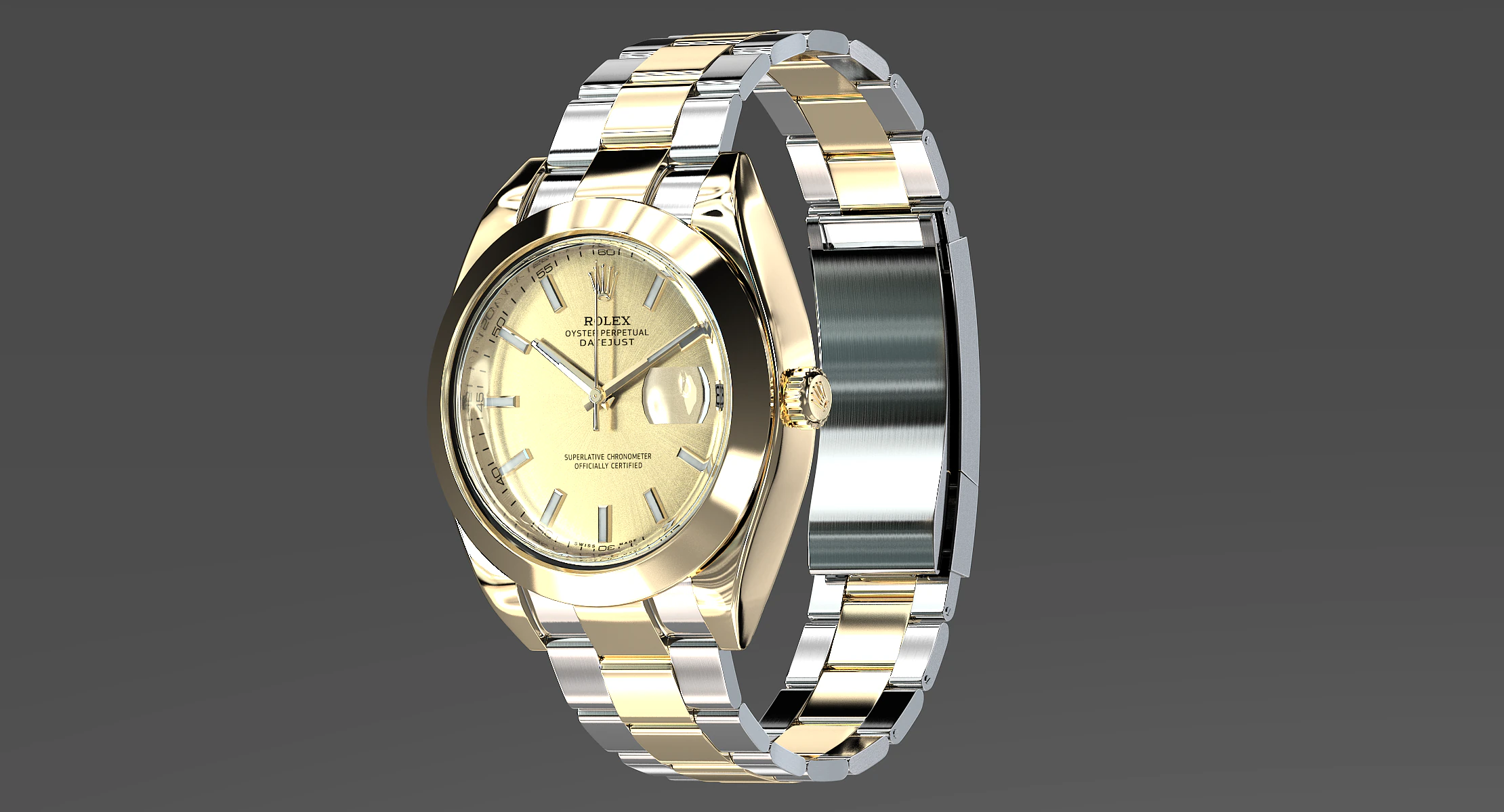 Rulex Oyster Perpetual Datejust 3D Model .c4d .max .obj .3ds .fbx .stl .blend 