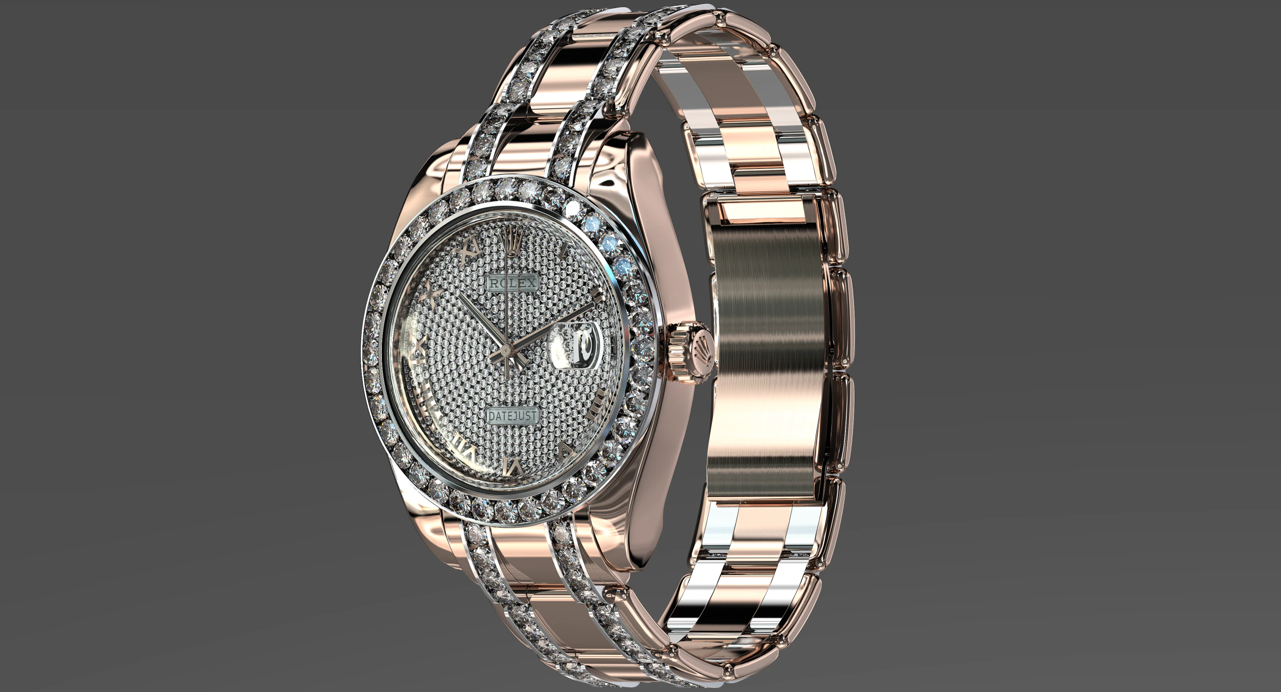 Rulex Oyster Perpetual Pearlmaster 39 diamonds 3D Model .c4d .max .obj .3ds .fbx .stl .blend