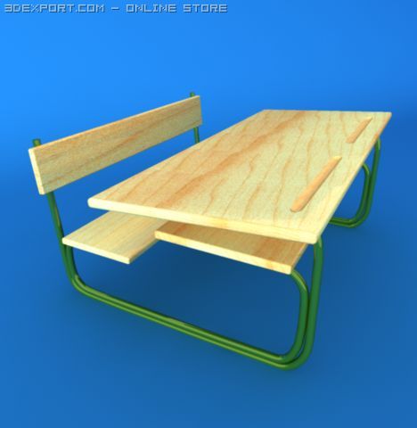 school desk 3D 模型 .c4d .max .obj .3ds .fbx .stl .blend
