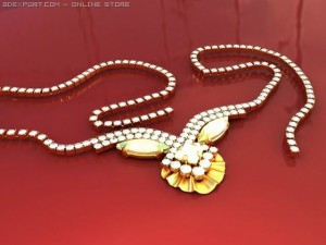 gold necklace with stones Modèle 3D