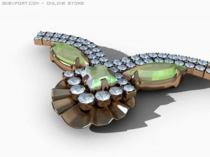 gold necklace with stones Modèle 3D
