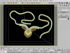 gold necklace with stones Modèle 3D