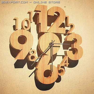 wooden wall clock  numbers 3D Model .c4d .max .obj .3ds .fbx .stl .blend 