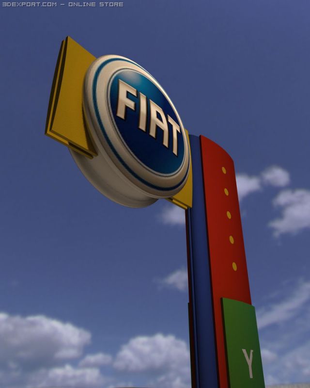 monument sign with aluminum panels customizable l 3D Модель .c4d .max .obj .3ds .fbx .stl .blend