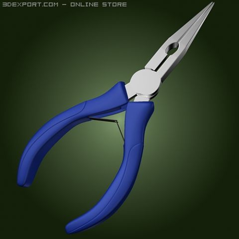 pliers needle nose tool 6 Model 3D .c4d .max .obj .3ds .fbx .stl .blend 