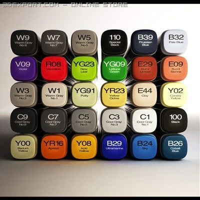 copic markers 3D Model .c4d .max .obj .3ds .fbx .stl .blend 