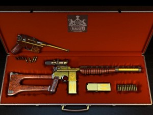 mauser 1930 gold with gravy upgrate with case 3D Model