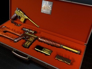 mauser 1930 gold with gravy upgrate with case Model 3D