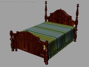 queen bed 3D Model