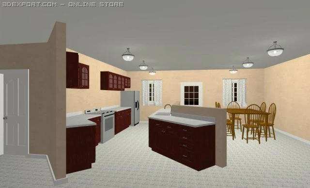 family house 3D Model .c4d .max .obj .3ds .fbx .stl .blend 