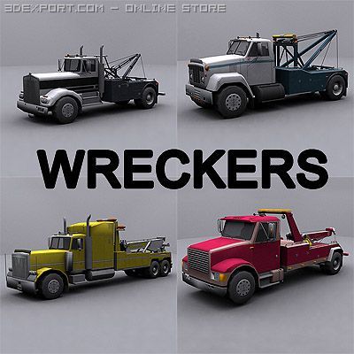 wrecker trucks collection Model 3D .c4d .max .obj .3ds .fbx .stl .blend 