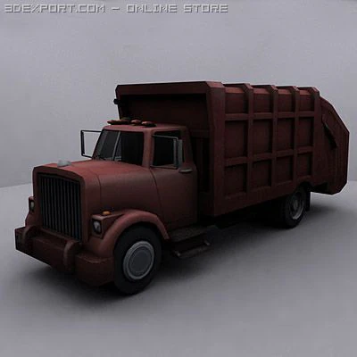 garbage truck 1 3D Model .c4d .max .obj .3ds .fbx .stl .blend 