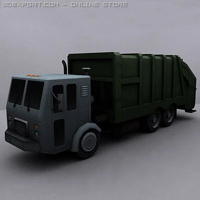 garbage truck 2 3D Model .c4d .max .obj .3ds .fbx .stl .blend 