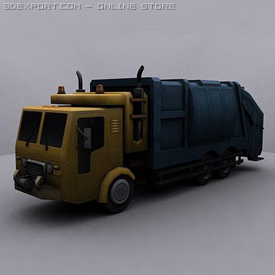 garbage truck 3 Modello 3D .c4d .max .obj .3ds .fbx .stl .blend 