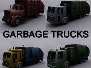 garbage trucks collection 3D Model