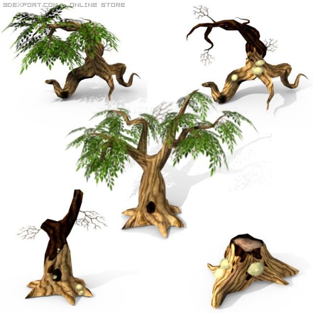 tree set 3D Model .c4d .max .obj .3ds .fbx .stl .blend 