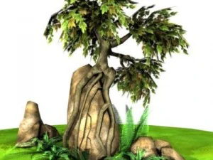 zestaw drzew i skał Model 3D