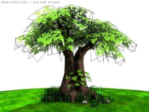 large tree and monstera plant Modello 3D